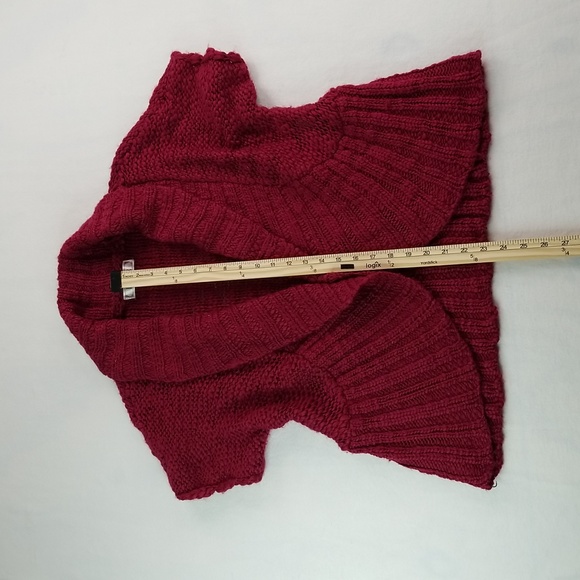 XL Decree Women's Wine Metallic Large Weave Sweater Academia Short Sleeved Wool - Picture 7 of 7